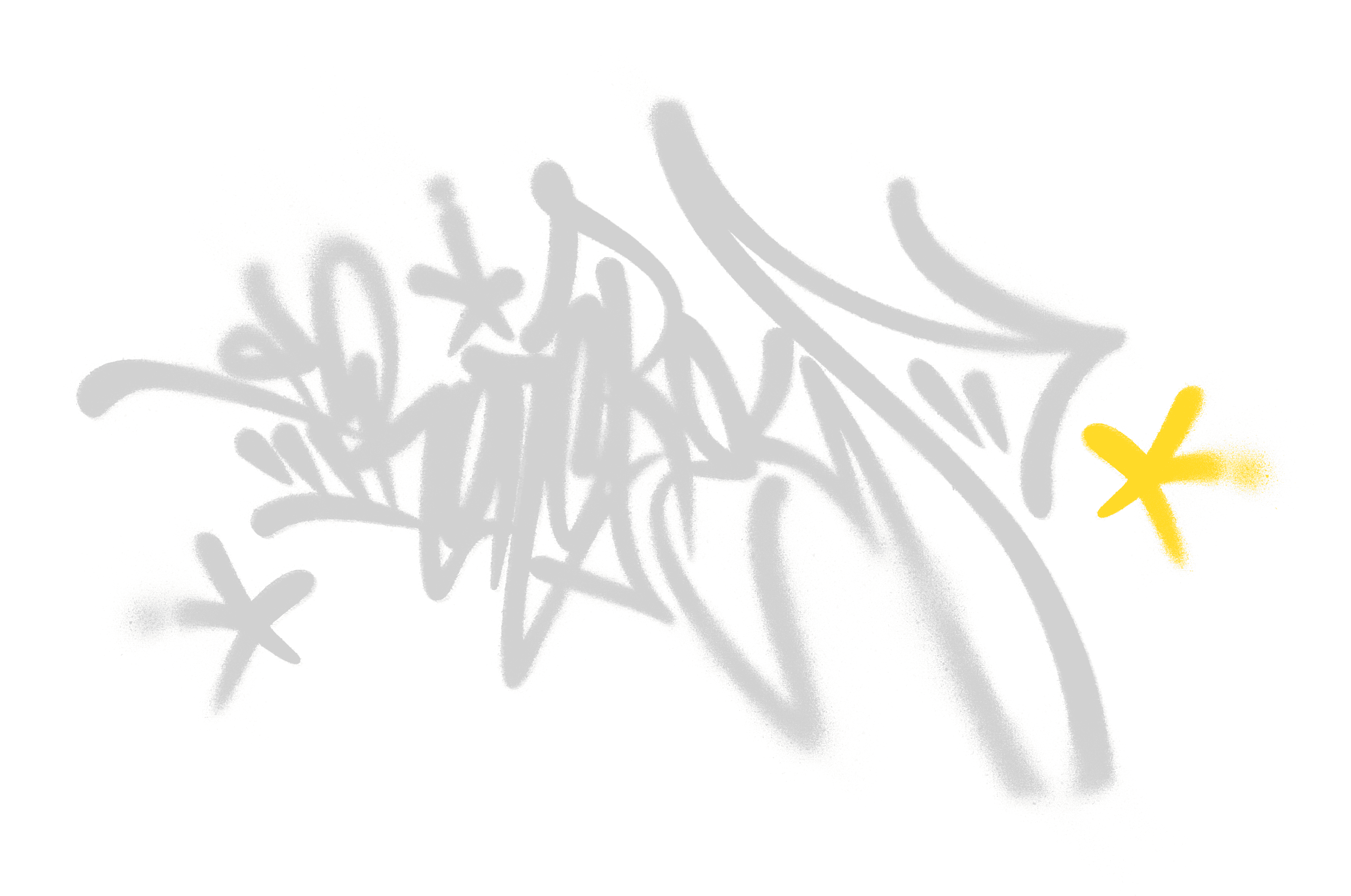Yellow and grey graffiti squiggle